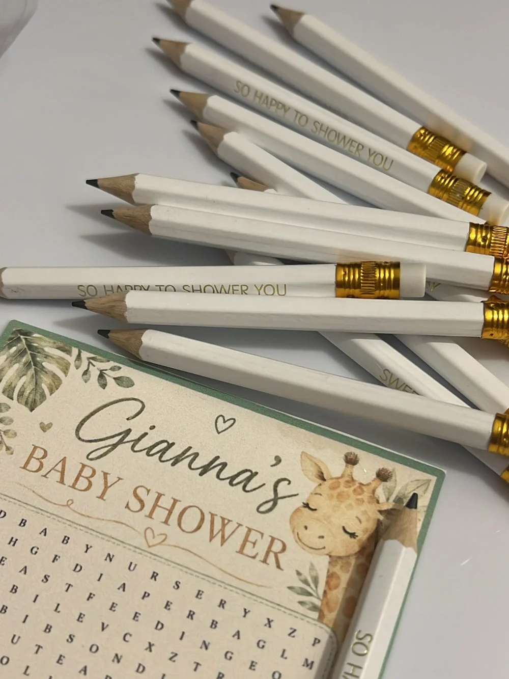 Gender Neutral Baby Shower Game Cards - Green & Gold